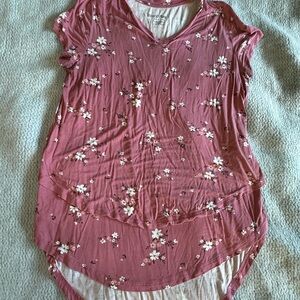Latched Mama Mauve Pink Floral Layered V-Neck Tunic